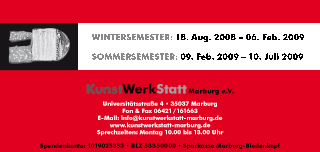 Programm 2008/2009 der KunstWerkStatt Marburg e.V.